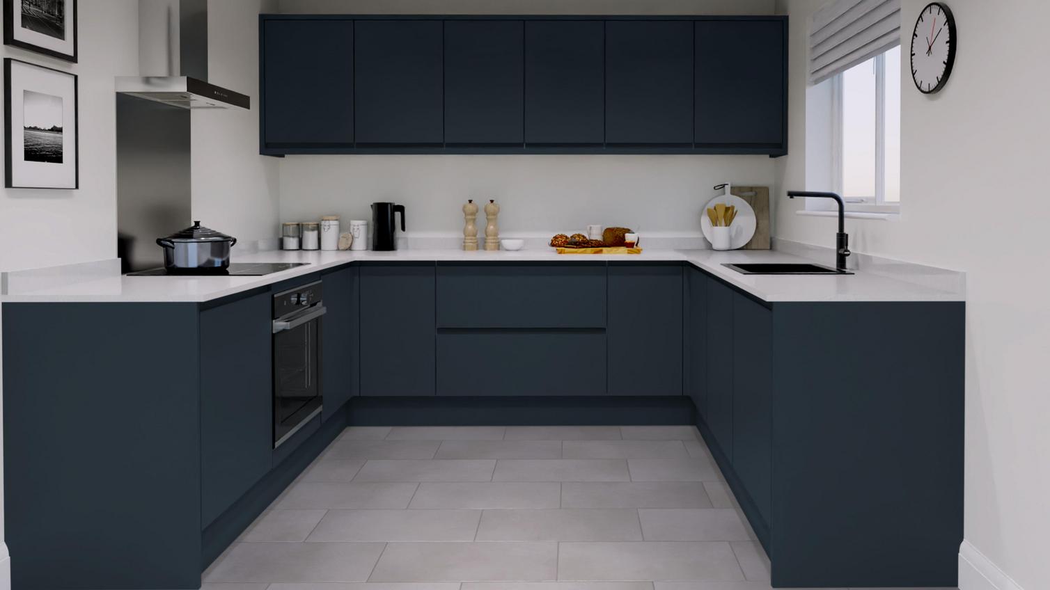 Clerkenwell Super Matt Marine Blue U Shaped EKES