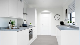 Greenwich White Smooth Handleless EKES Galley Main Set Shot