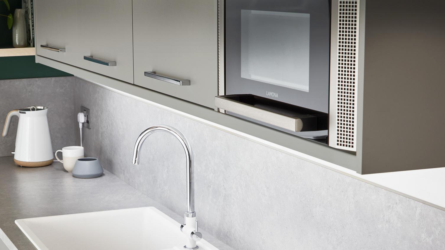 Lamona white granite composite sink and Calaggio monobloc tap