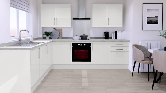 Greenwich Gloss White EKES L Shaped Main Set Shot