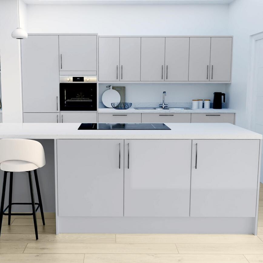 Greenwich Gloss Dove Grey Kitchen | Howdens