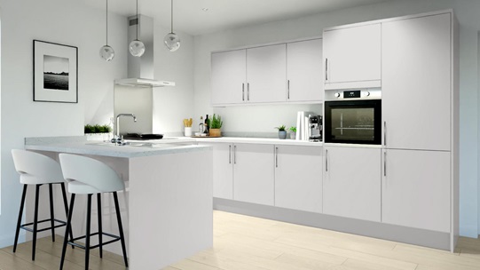 Greenwich Gloss Dove Grey EKES Peninsula Main Set Shot