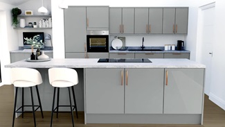 Greenwich Gloss Slate Grey EKES Island Main Set Shot