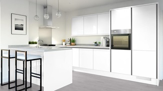 Greenwich Gloss Handleless White EKES Peninsula