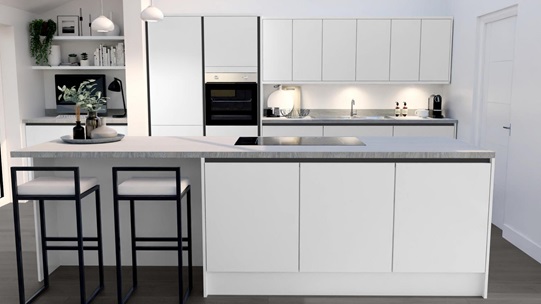 Greenwich Gloss Handleless White EKES Island