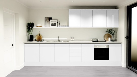 Greenwich Gloss Handleless White EKES Single Wall