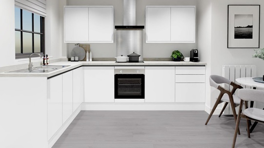 Greenwich Gloss Handleless White EKES LShaped