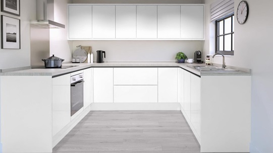 Greenwich Gloss Handleless White EKES UShaped