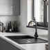 Greenwich Gloss Handleless Slate Grey Sink Cameo