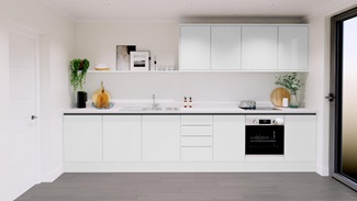 Greenwich Gloss Dove Grey Handless EKES Single Wall Main Set Shot