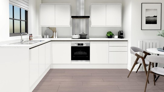 Greenwich Gloss Dove Grey Handless EKES L Shape Main Set Shot