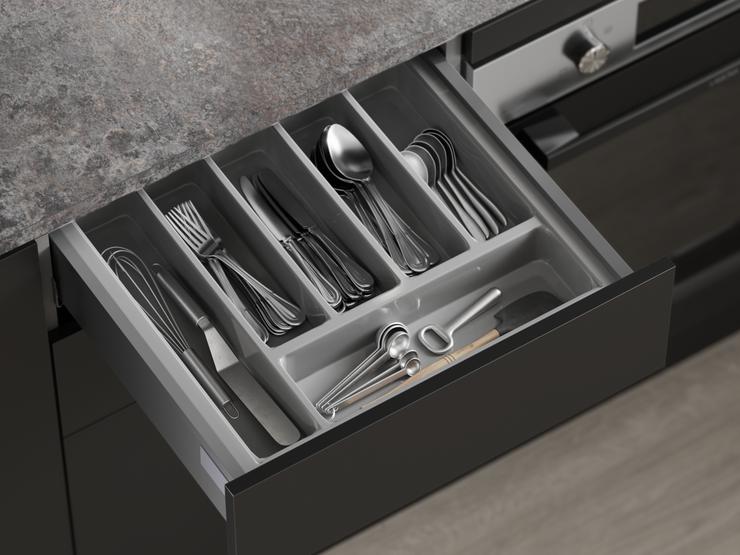 Greenwich  Charcoal Handleless Detail Lifestyle Cutlerydrawer