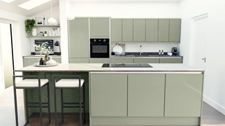 Greenwich Gloss Reed Green Handleless EKES Island