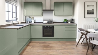 Greenwich Gloss Reed Green Handleless EKES LShaped
