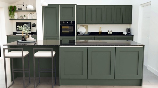 Chelford Fir Green Handleless EKES Island