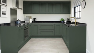 Chelford Fir Green Handleless EKES U-Shape