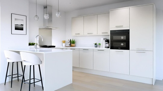 Hockley Super Matt White EKES Peninsula Main Set Shot