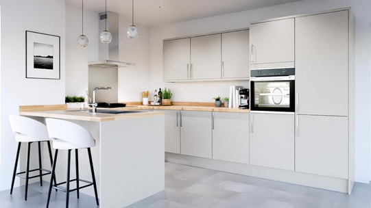 Hockley Mirror Gloss Dove Grey EKES Peninsula Main Set Shot