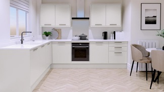 Hockley Mirror Gloss White EKES L Shaped Main Set Shot