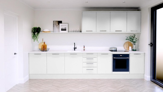 Hockley Mirror Gloss White EKES Single Wall Main Set Shot