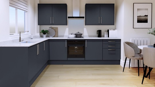 Hockley Super Matt Navy EKES L Shaped Main Set Shot