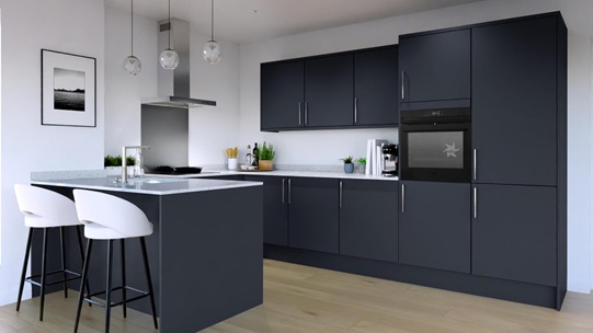 Hockley Super Matt Navy EKES Peninsula Main Set Shot