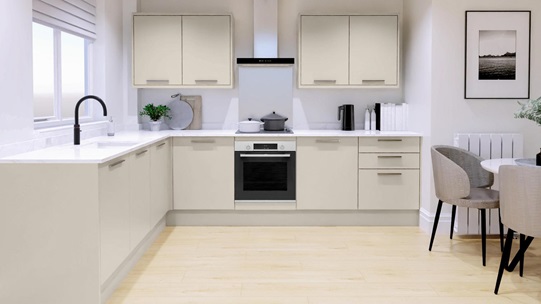 Hockley Mirror Gloss Sandstone EKES LShape Main Set Shot