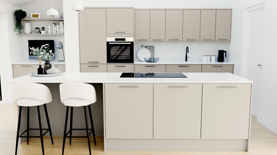 Hockley Mirror Gloss Sandstone EKES Island Main Set Shot