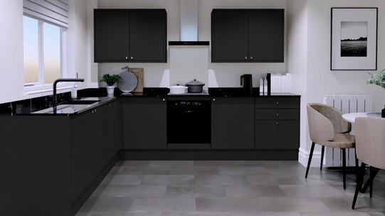 Hockley Super Matt Black Set Shot L Shaped