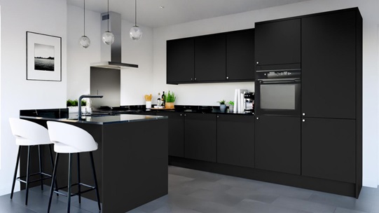 Hockley Super Matt Black Set Shot Penisula