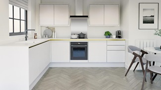 Hockley Mirror Gloss White Handleless EKES L Shape Main Set Shot