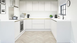 Hockley Mirror Gloss White Handleless EKES U Shape Main Set Shot