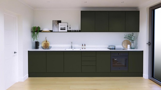 Hockley Super Matt Fir Green EKES Handless Single Wall