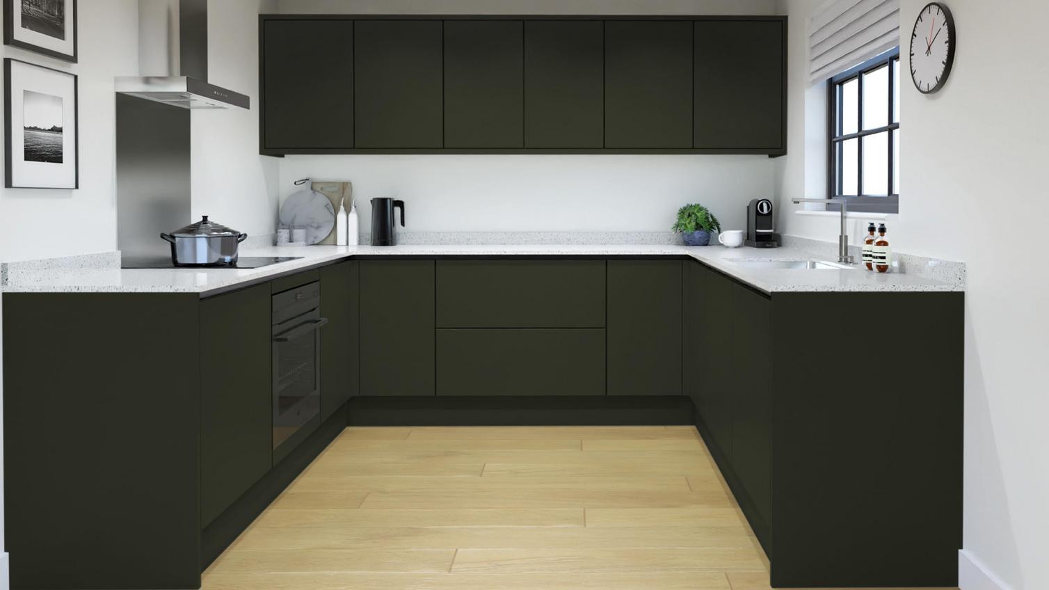 Hockley Super Matt Fir Green EKES Handless U Shape