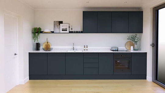 Hockley Super Matt Marine Blue Handleless EKES Single Wall