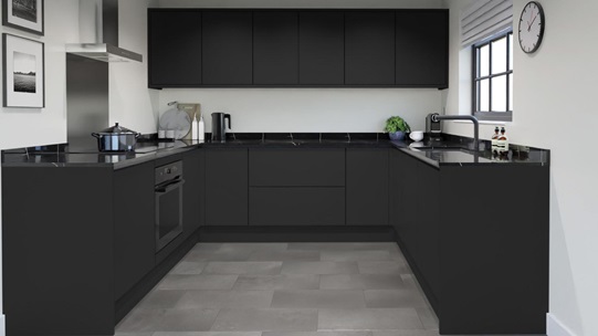 Hockley Super Matt Charcoal Handleless EKES U Shape Main Set Shot