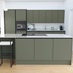 Hockley Super Matt Reed Green Handleless Island