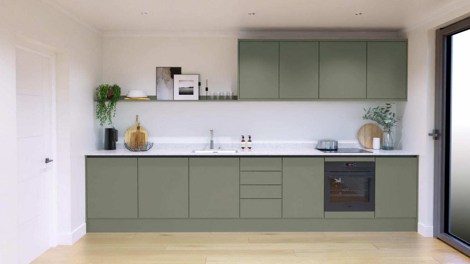 Hockley Super Matt Handeless Reed Green Single Wall