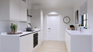 Hockley Super Matt White Handleless EKES Galley Main Set Shot