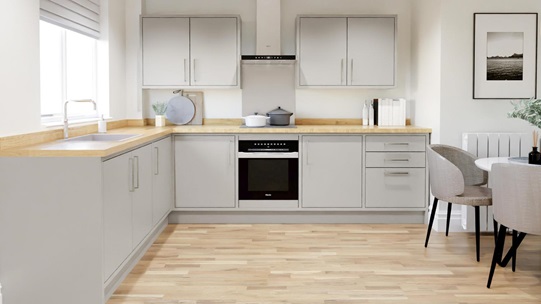 Hockley Super Matt Dove Grey In-Frame EKES L-Shape