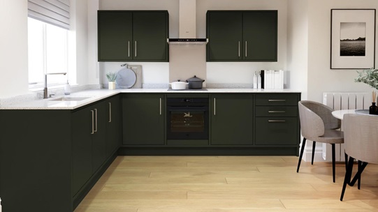 Hockley Super Matt Fir Green EKES In Frame L Shape