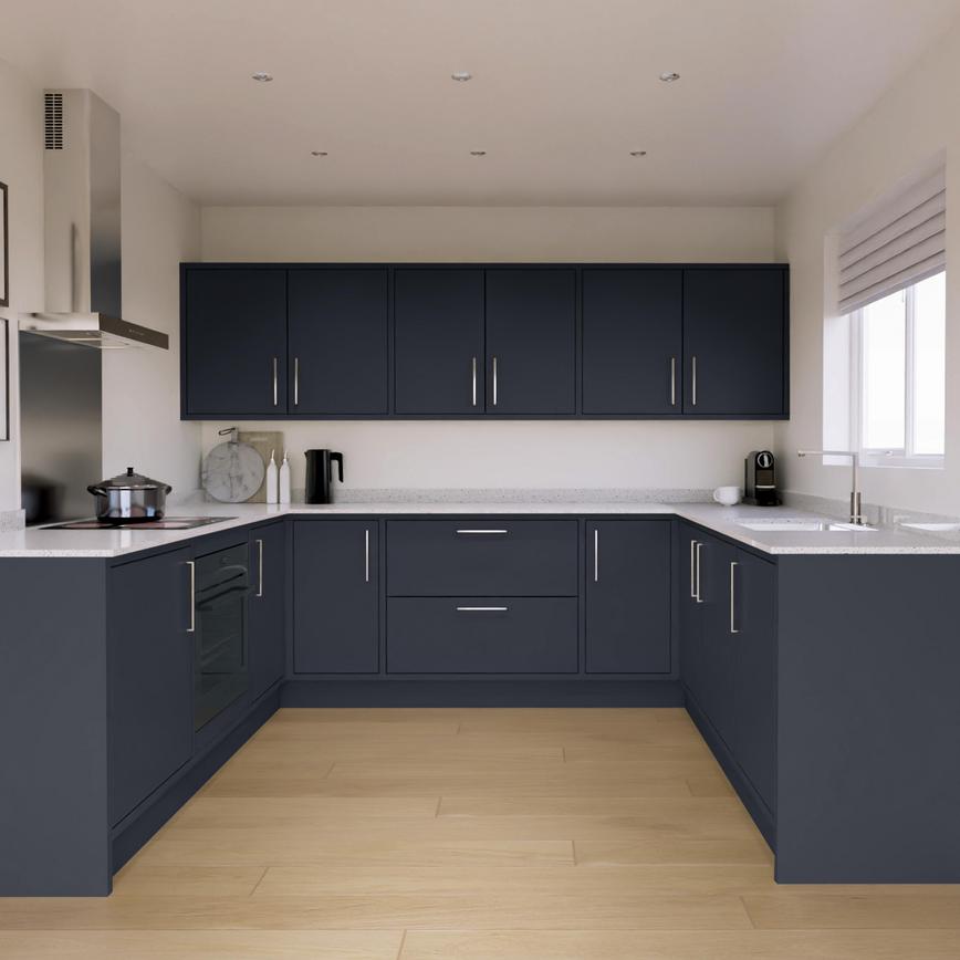 Hockley Super Matt Navy In-frame U-shape kitchen