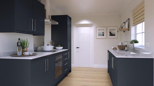 Hockley super matt navy in-frame galley