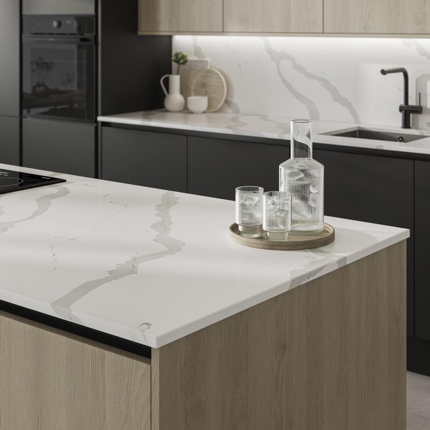 Hockley Textures Oak Handleless Worktop Cameo