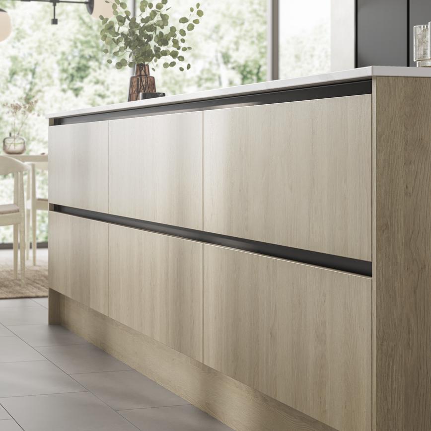 Hockley Textures Oak Handleless Island Cameo