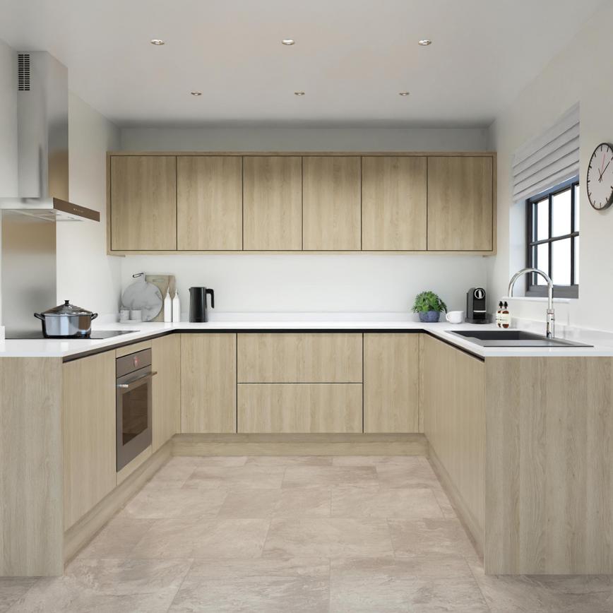 Hockley Textures Oak Handleless UShape