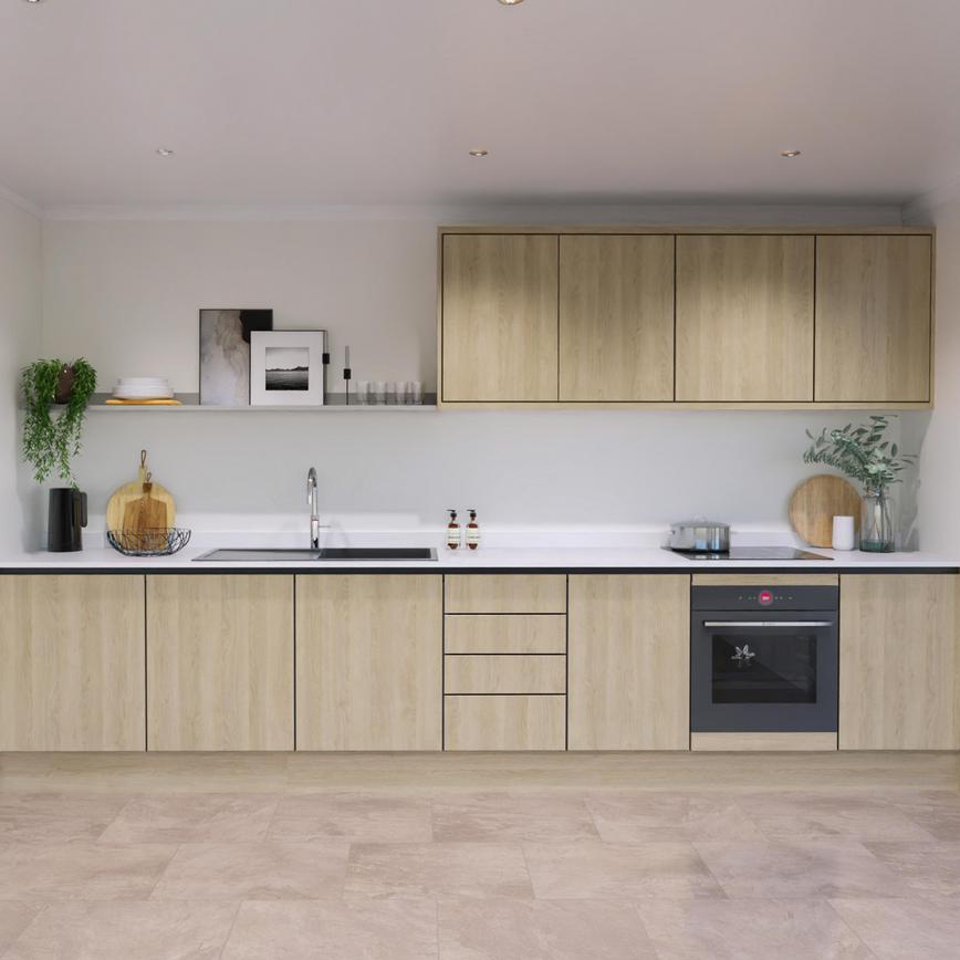 Hockley Textures Oak Handleless Single Wall