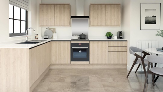 Hockley Textures Oak Handleless L-Shape