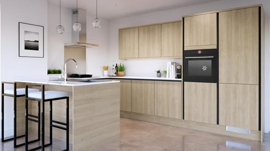 Hockley Textures Oak Handleless Peninsula