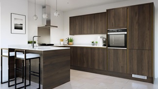 Hockley Textures Walnut Handleless Peninsula